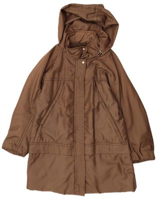 Marella Womens Hooded Overcoat UK 18 XL Brown Polyamide AG01