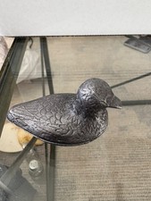 Vintage Fred W Metzke Marked  Bird Trinket Box Pewter Lid Mini Pill Metal