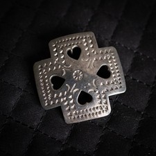 Vintage Taxco Mexican TR-54 Sterling Silver Maltese Cross Heart Pin Pendant 925