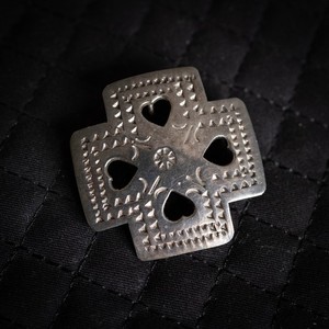 Vintage Taxco Mexican TR-54 Sterling Silver Maltese Cross Heart Pin Pendant 925