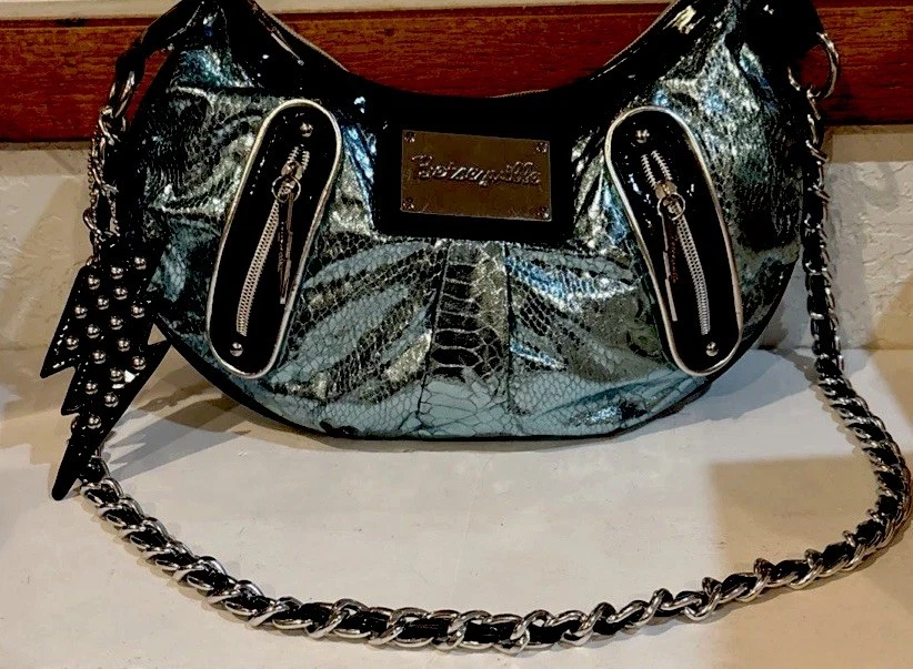 Bolso de Hombro Betseyville Azul Neón Imitación Piel de Serpiente Hobo Cartera Betsey Johnson Foto 4 de 4