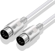 10ft MIDI Cable 5 Pin DIN Male to Male Connector Plug Wire Cord- White