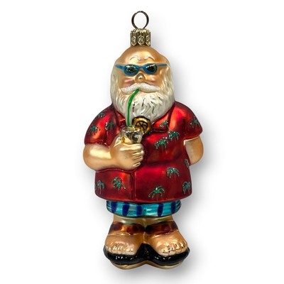 Vtg Christopher Radko BEACH COMBER Santa Claus Glass Ornament - Little Gems