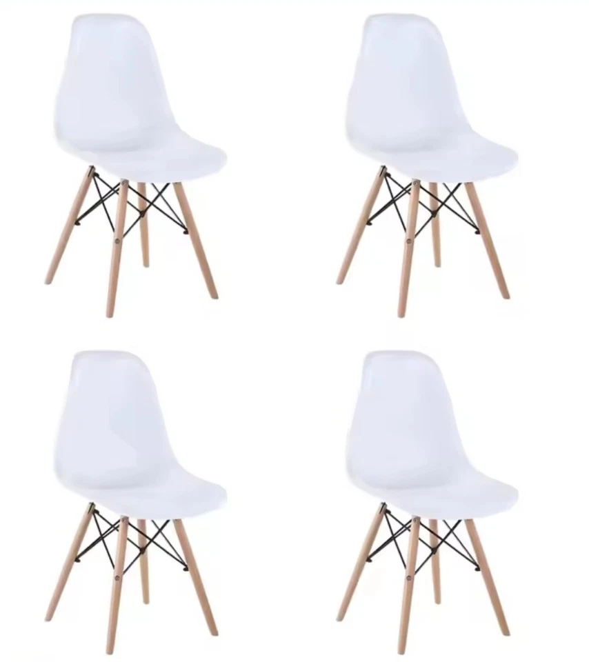 Sillas de comedor, diseño nórdico, pack de 4, blanco - Imagen 2 de 4