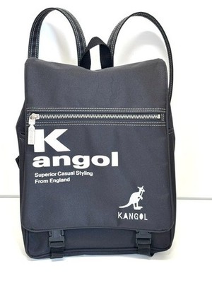 RARE KANGOL Square Backpack Black Mini Rucksack Excellent Cond Made In Japan