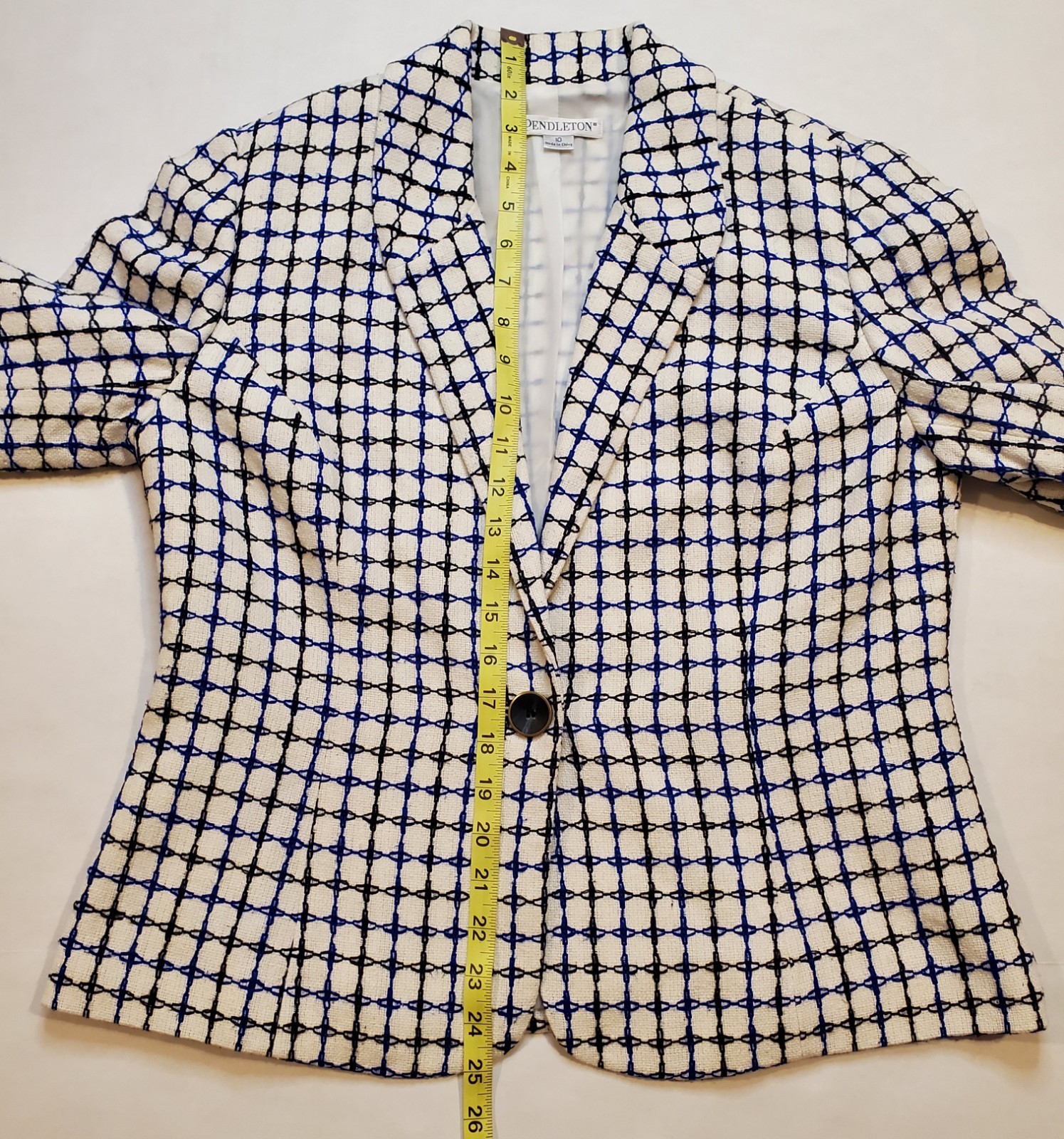 PENDLETON Silk Blend Blazer Jacket Blue Black & W… - image 4