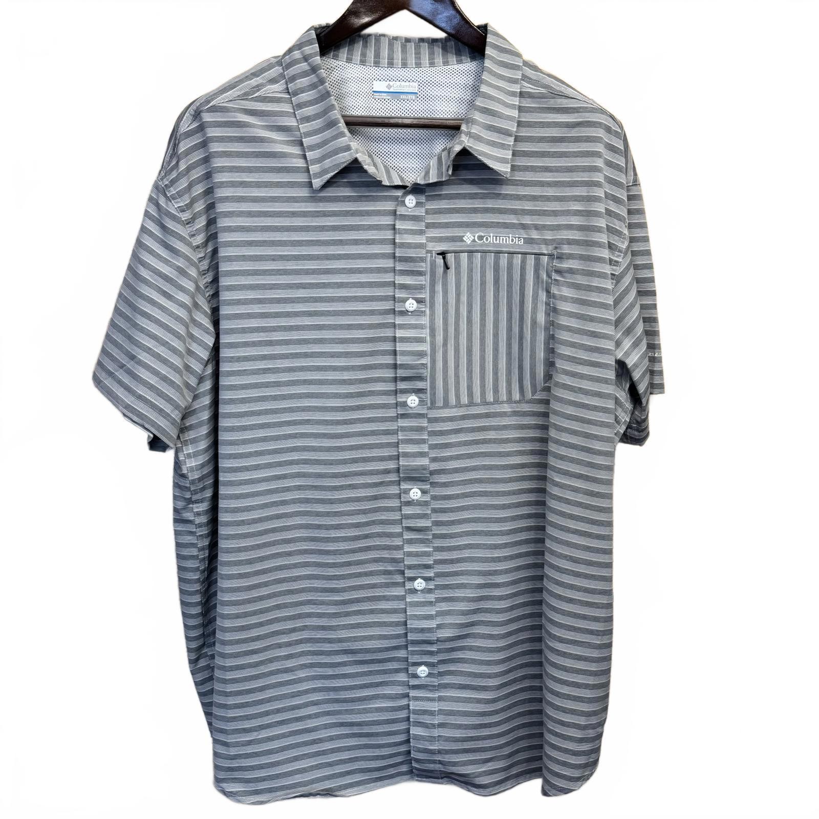 Columbia Sportswear Mens XXL Grey Vented  Short Sleeve Omni Shade Button Up