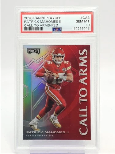 PATRICK MAHOMES II 2020 PLAYOFF CALL TO ARMS RED PRIZM CHIEFS PSA 10 Q0004