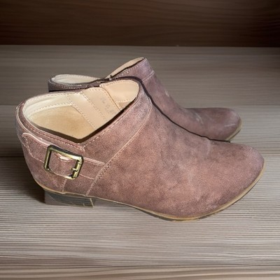 LifeStride Velocity 2.0 Brown Faux Suede Ankle Bootie Buckle Zip Comfort
