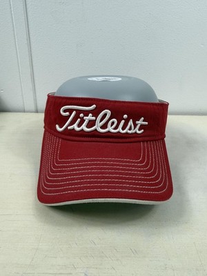 Titleist Hat Visor Strap Back One Size Red Twill Golf Embroidered Logo Mens