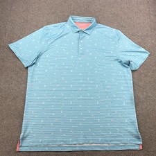 Johnnie-O Polo Shirt Mens XL Blue Stripe Beach Golf Performance UPF 50