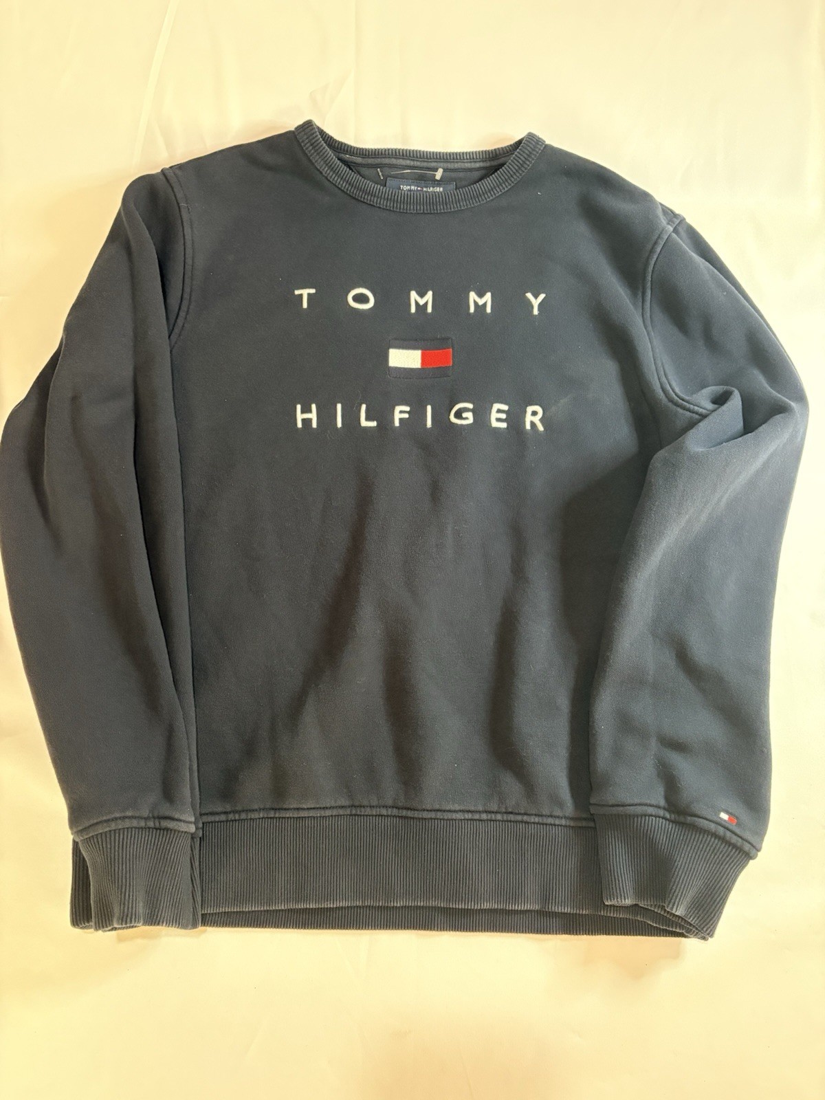 Vintage Tommy Hilfiger Crewneck Sweatshirt Spellout Blue Pullover Mens M Unisex