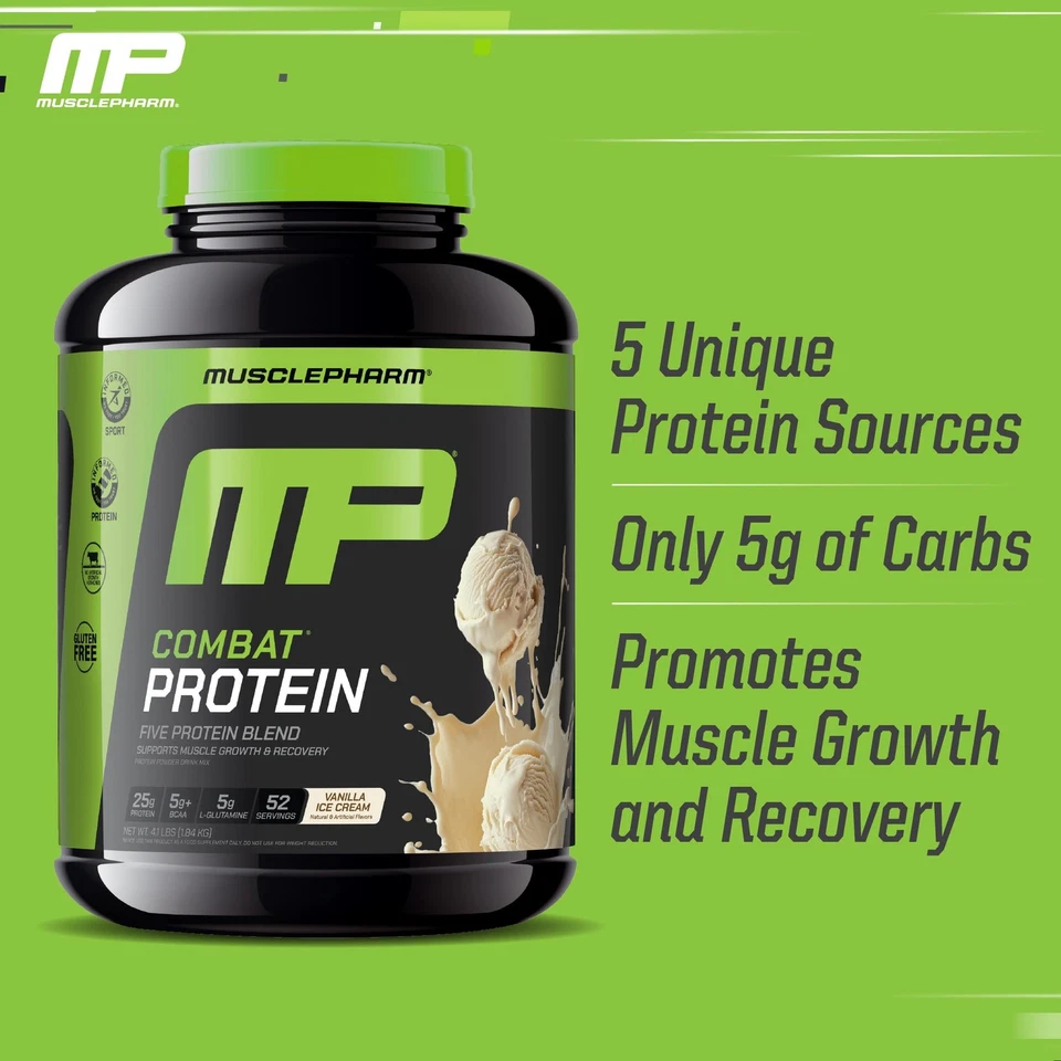 MusclePharm Combat Protein Powder Vanilla Flavor Fuels Muscles for Productive... - Image 4 of 4