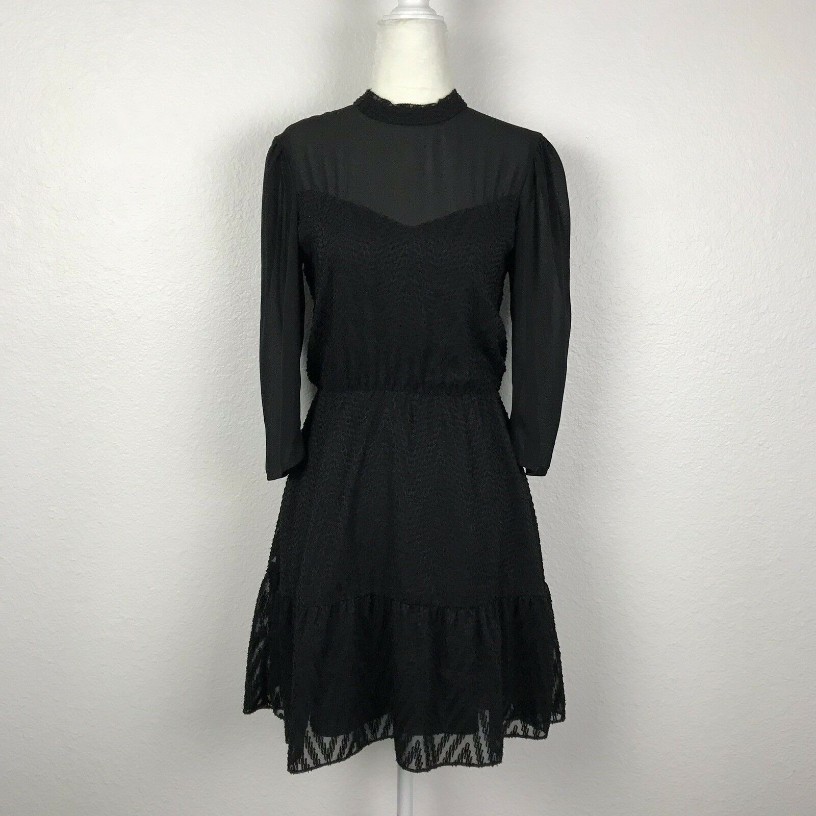 Dolce Vita Dress Women Sz S Textured High Neck Mini Black