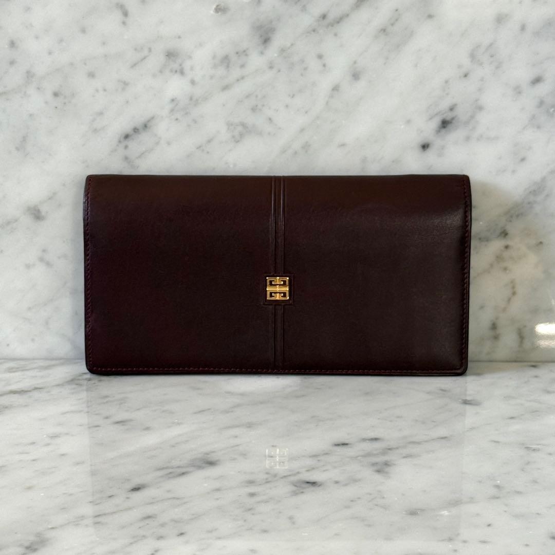 Givenchy Women Accessory Long Wallet Genuine Leather Pouch Wine Red Limited Edit