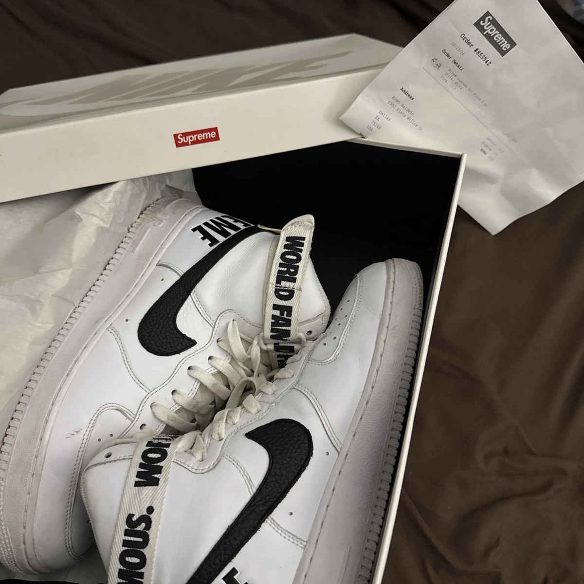 靴 Nike Air Force 1 x Supreme US 10 Nike Supreme x Air Force 1 Supreme High White - огромный выбор по