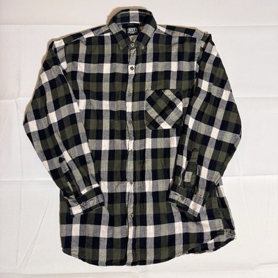 KEY Flannel, RN17754, Plaid, Long sleeve, 100% Cotton, Green, Male, Med-Reg