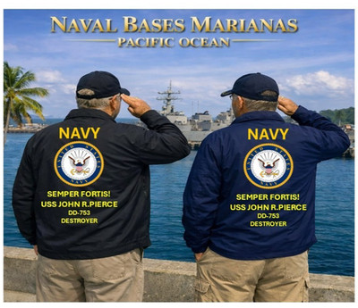 USS JOHN R.PIERCE  DD-753 *DESTROYER* COACHES JACKET. NAVY OFFICIAL LICENSE