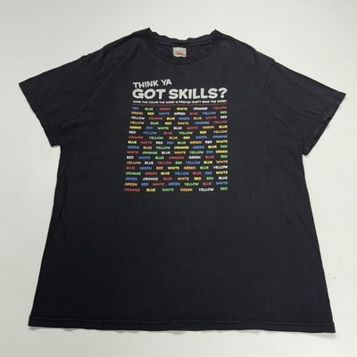 Vtg Tennessee River Mens Shirt L Black Think Ya Got Skills Word Color Puzzle