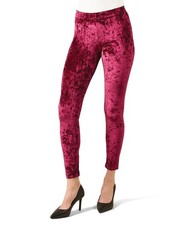 Crushed Velvet Stretch Leggings Burgundy Large/X-Large