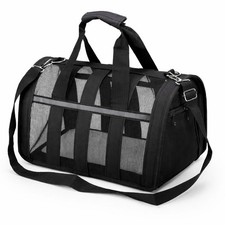 Pet Carrier Travel Bag Small Dog Cat Airline Approved Black - Soft Sided