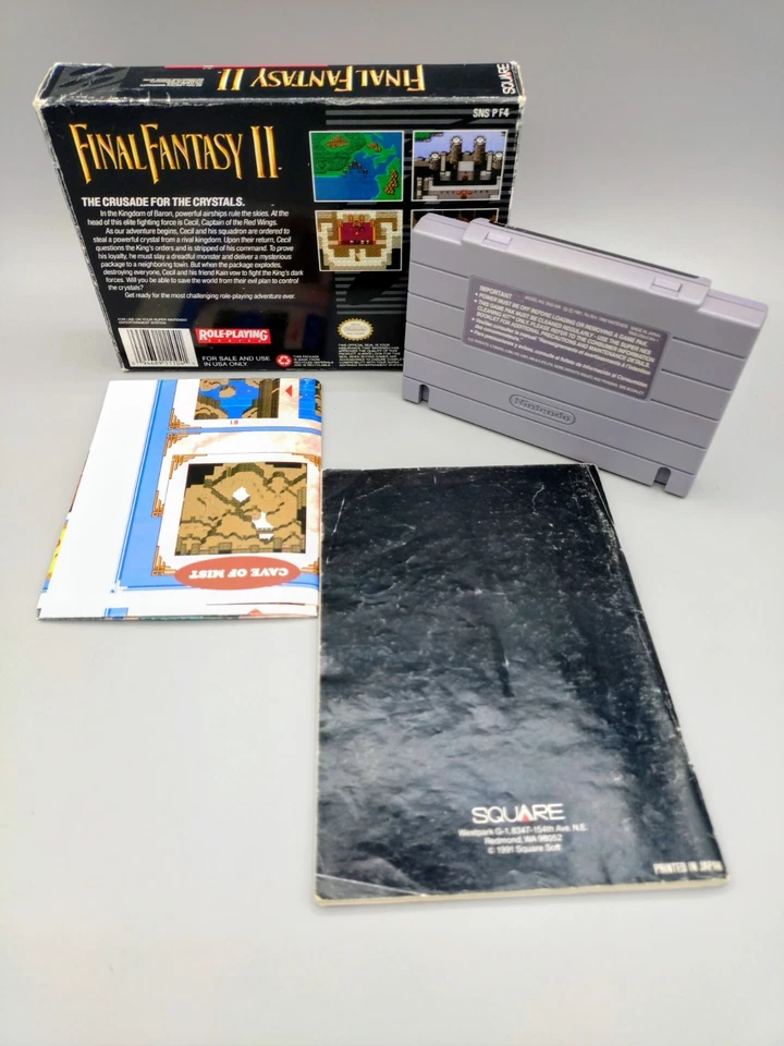 Final Fantasy II SNES Super Nintendo 1991 CIB w/Manual Map Dust Cover & Box - Image 2 of 4