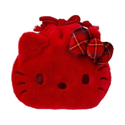 Sanrio I Love Hello Kitty Gesichtsförmiger Kordelzugbeutel Candy Red 418625 NEU