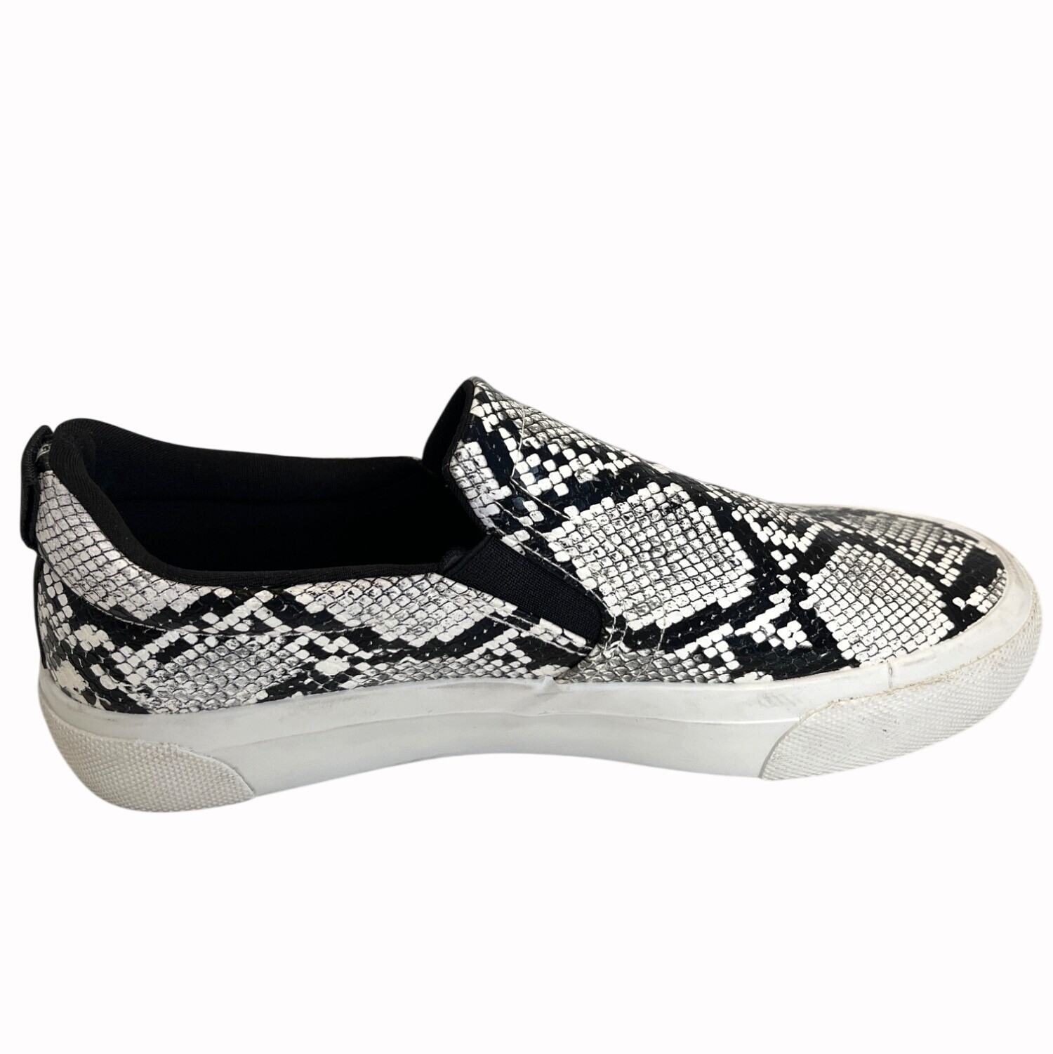 Python Snake Slip On Walking Shoes Black White Fl… - image 9