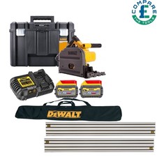 DeWalt DCS520T2 54V FLEXVOLT 2x6Ah Batt. 165mm Plunge Saw + 2 x Guide Rail & Bag