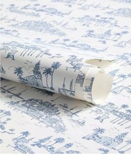 Serena & Lily Seahaven Toile Wallpaper Blue Coastal $248