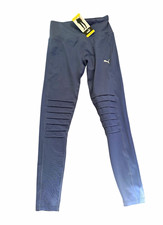 PUMA Women  s Leggings Size S Blue Ankle Solid Logo Accent Regular Fit
