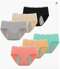 Girls 6-Pack Cotton Briefs Underwear Ages 10-16 First Period Starter Kit (26)