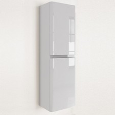 Double Door White Wall Hung Tall Bathroom Cabinet 400 x 1400mm - Pend BeBa_27431