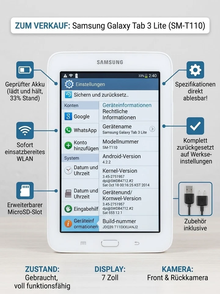 Samsung Galaxy Tab 3 7.0 · 8GB · Cellular, Foto 1 von 2