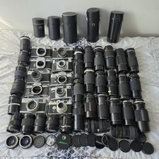 HUGE LOT OF UNTESTED VINTAGE CAMERAS  LENSES - PENTAX - YASHICA - KONICA  MORE