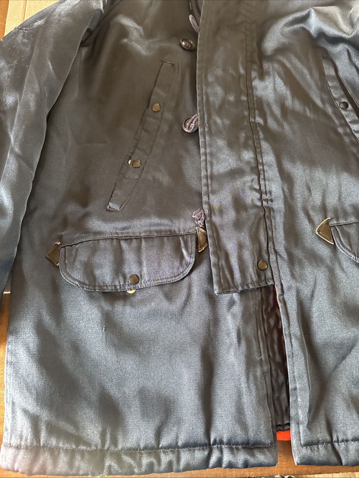 Vintage Golden Fleece Parka Work Coat 44 Quilt Lined Navy Fur Trim On Hood thumbnail 4