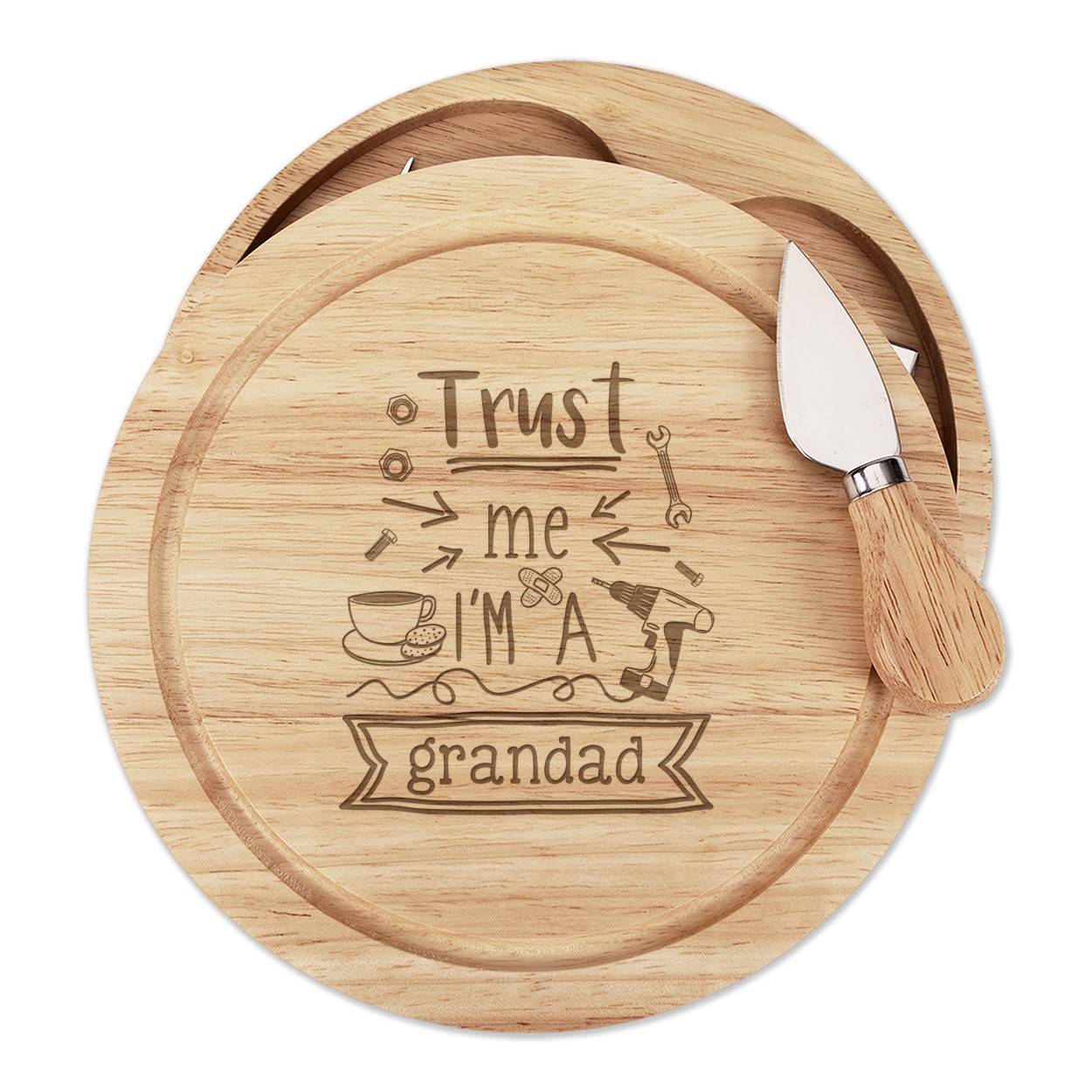 Trust Me I'm A Grandad Cheese Board Knife Set Funny Grandpa Best Favourite