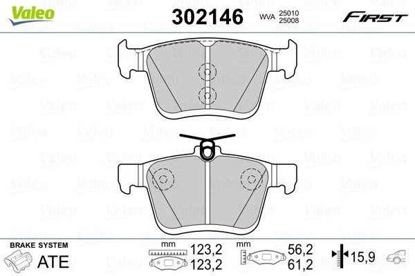 VALEO-OE 302146-OE Brake Pad Set, disc brake for AUDI,SEAT,SKODA,VW