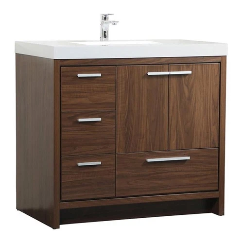 Elegant Decor Wyatt 36" Aluminum Alloy and MDF Single Bathroom Vanity in Walnut - Picture 1 of 8