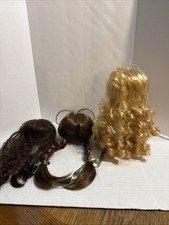 3 Doll Wigs Brunette And Blond Hair Ringlets Pig Tails Loose