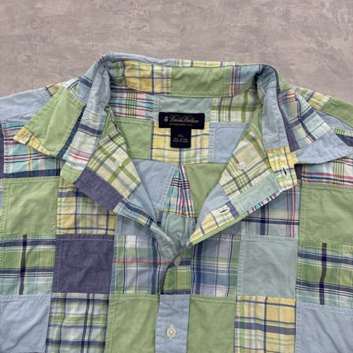 Brooks Brothers Camicia Uomo 2XL Multi Plaid Collo Madras Patchwork Pasqua Preppy - Foto 10 di 18