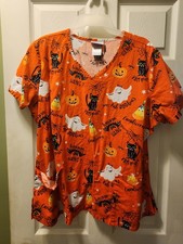 Scrubstar Halloween Scrub Top Uniform Shirt. Sz XL