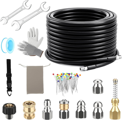 #ad Drain Jetter Kit for Pressure Washer 50FT 5800 PSI Sewer Jetter Hose Kit with 4 $64.06