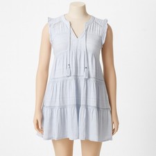 Tantrums Boho Dress Women's L Light Blue Cotton Lace Trim Summer Festival