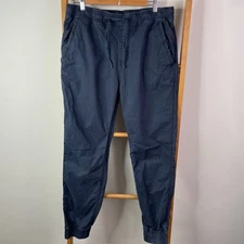 Country Road Pants Mens 34 Navy Blue Joggers Drawstring Tapered Casual Pockets