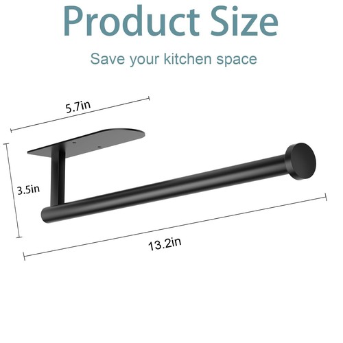 Paper Towel Holder Under Cabinet, Wall Mount Self-Adhesive for Kitchen Cabinet - Picture 3 of 7