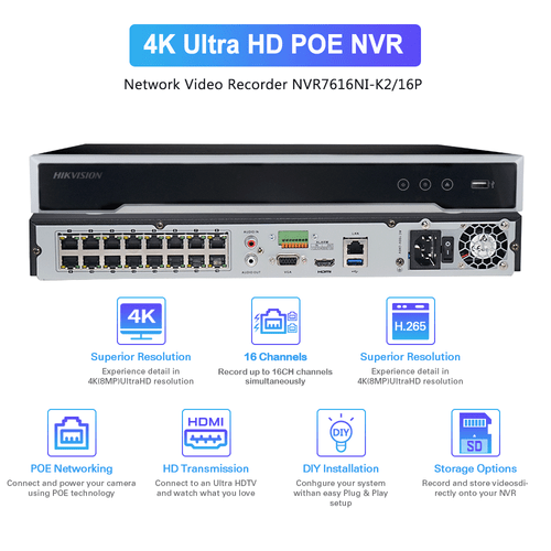 Hikvision 12MP 16CH 4K 8MP ColorVu MIC Outdoor Security Camera CCTV System Kit - Picture 2 of 27