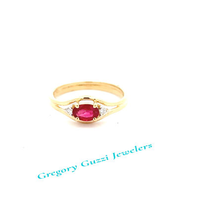 14KT Yellow Gold Ruby And Diamond Ring (Size 6)
