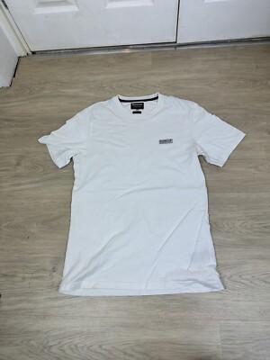 Authentic Barbour international T Shirt white mens slim fit medium