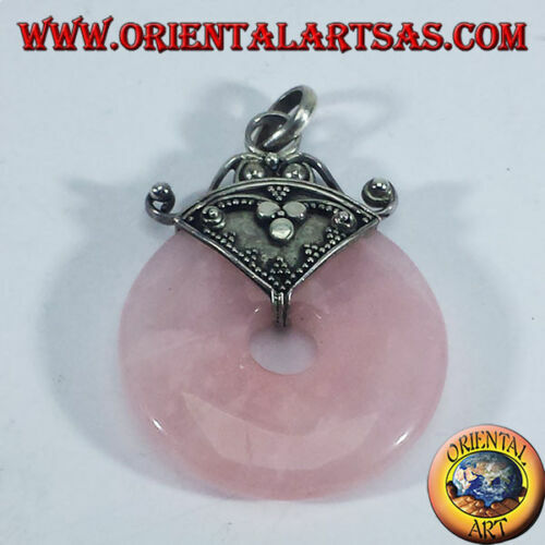 Ciondolo Gatto In Quarzo Rosa Con Collana A Cordino - Cristallo Naturale, Pietra Dell'Amore